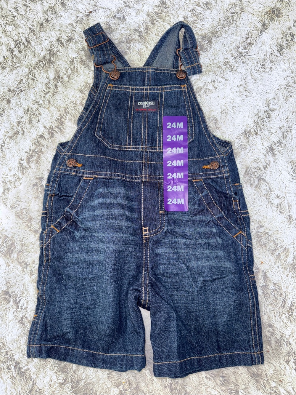 24m OshKosh Denim Shortalls - Dark Wash Blue NWT